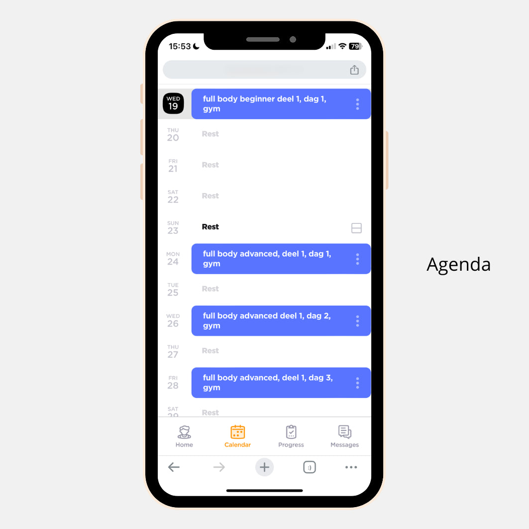 Trainingsschema agenda
